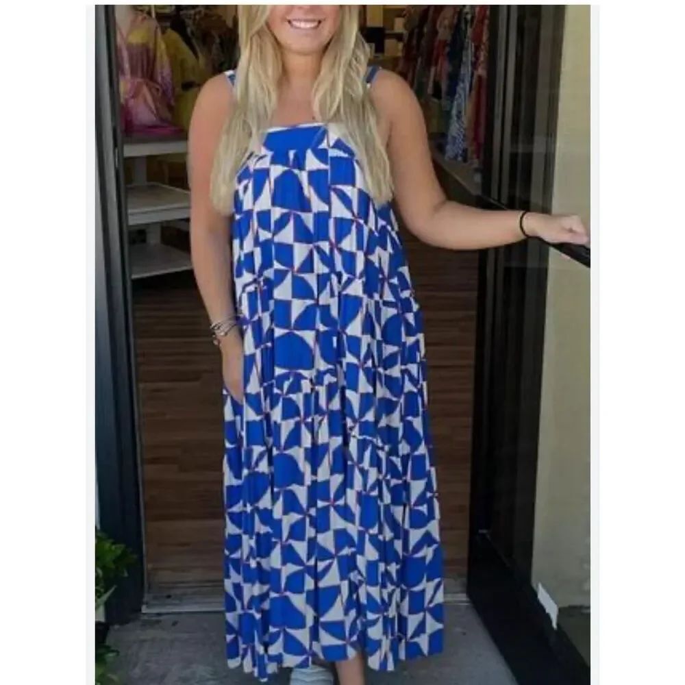 Abel the Label Geometric Print Maxi Dress Women’s Small